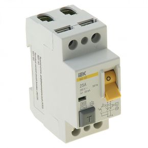 Выключатель дифференциального тока IEK двухполюсный 25А 30mA тип АС ВД1-63, MDV10-2-025-030