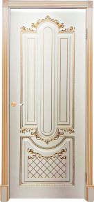 Дверь межкомнатная массив сосны Александрия-2 (Эмаль слоновая кость с золо Interne Doors