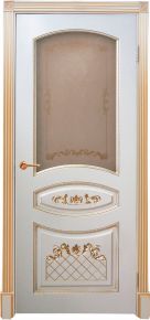 Дверь межкомнатная массив сосны Алина-2 (Эмаль слоновая кость с золотой па Interne Doors
