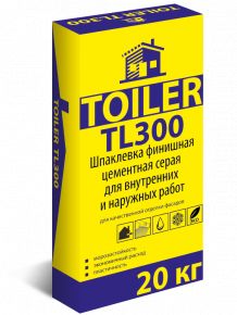 Шпаклевка финишная цементная TOILER TL 300 серая, 20 кг