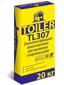 Шпаклевка финишная цементная TOILER TL 307 белая, 20 кг