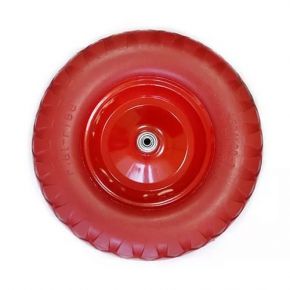 Колесо полиуретановое литое 4.80/4.00-80, красное, ось 12 мм